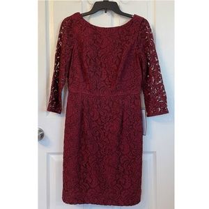J. Crew Burgundy Lace Cocktail Dress